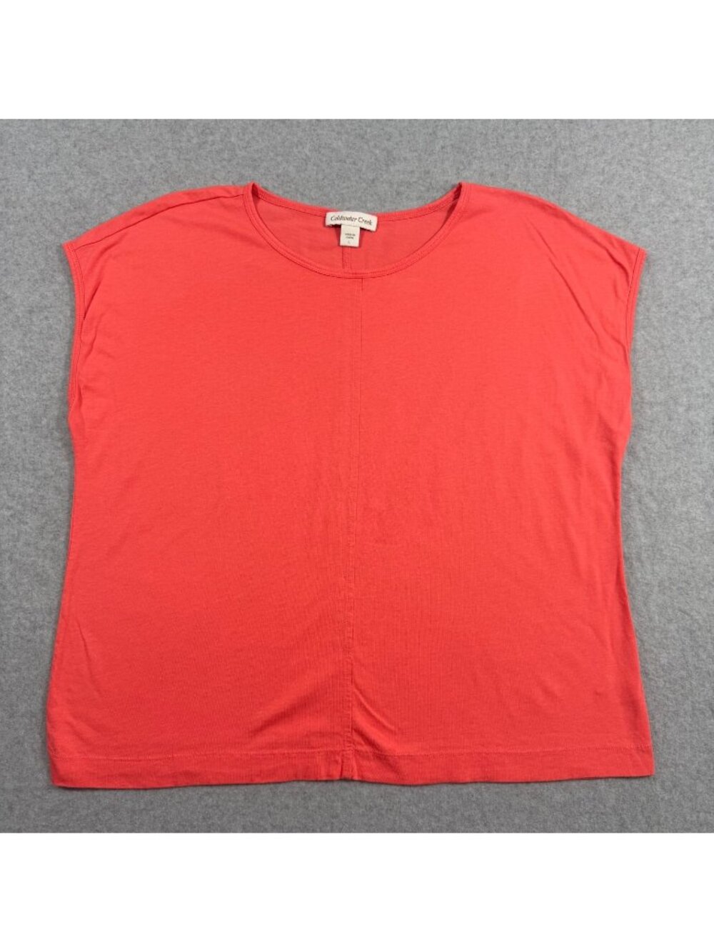 Coldwater Creek Women L Coral Orange Short Sleeve Pullover Top Cotton Modal